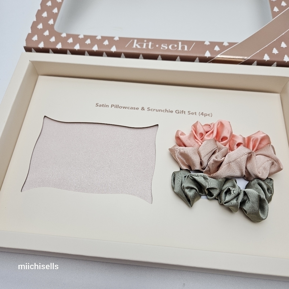Kitsch satin pillow case and scrunchies gift set - Picture 2 of 5